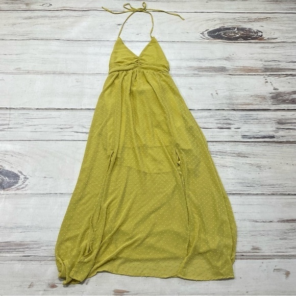 Wishlist Apparel Yellow Maxi Dress Halter Dots Medium - Picture 3 of 15